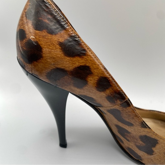 Stuart Weitzman Patent Leather Animal Print Platform Pump Stiletto Heel Size 7 M - Picture 9 of 12